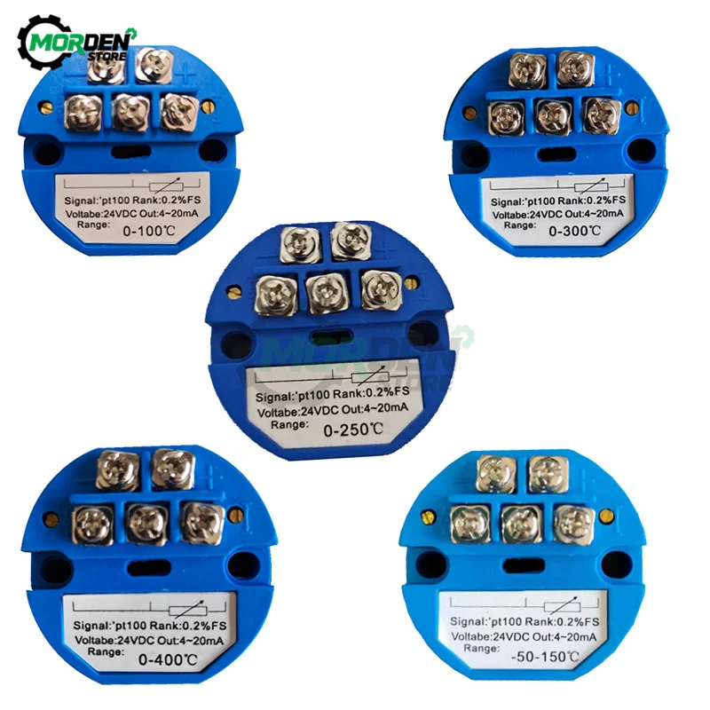 PT100 Temperature Transmitter Sensor Module Thermal Resistance 4-20mA 0-250℃ 0-100℃ -50-150℃ 0-300℃ 0-400℃ 0-600℃