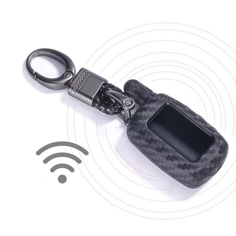 Carbon Silicone Key Case Skin For StarLine А4 A6 A8 A9 V5 24V Russian Two Way Car Alarm Keychain LCD Transmitter Remote Control