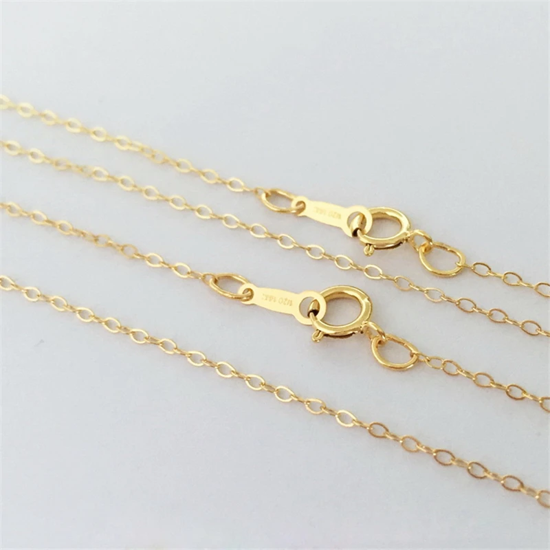 Real 14K Gold Filled Flat Cable Chain Necklace 1.3MM Chain Necklace Gold jewelry Minimalist Gold Filled Women Jewelry