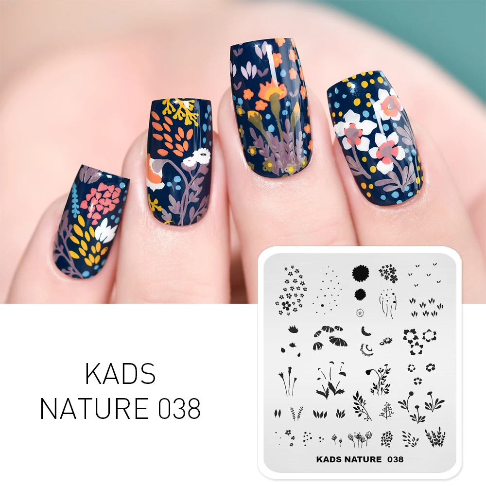 KADS Nail Art Stamp Templates Nature Designs Flower Series Image Nail Stamping Plate Stainless Steel Stencils Manicure Tool