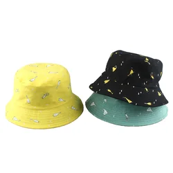 Panama Bucket Cap Unisex Cotton Cartoon Bucket Hat Men Women Bob Cap Hip Hop Outdoor Sport Summer Fishing Hat