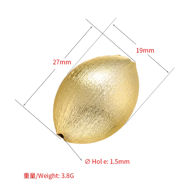 ZHUKOU gold color Oval Bead Brass Beads for Women DIY Handmade Bracelet Necklace Jewelry Accessories Wholesale VZ260