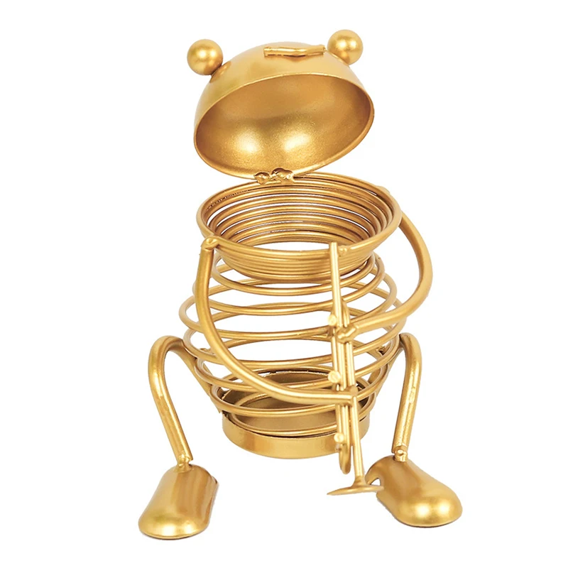 

Handmade Crafts Metal Animal Pen Holder Figurines For Home Decoration Accessories Frog Band Ornaments Study Room Decor Gifts