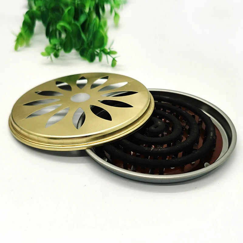 

1pcs Portable Mosquito Coils Holder Burner Repellant Metal Insect box Repellent Rack sawtooth mesh bracket With Cover Home Decor