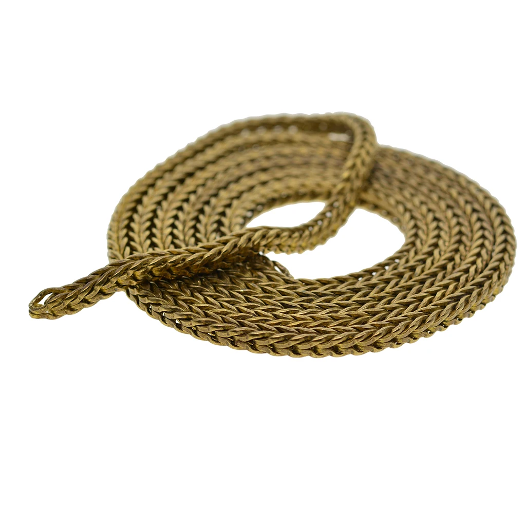 Blank  viking Punk biker Fine solid brass 4mm thick square foxtail weave snake chain for DIY necklace choker gift  EDC lanyard