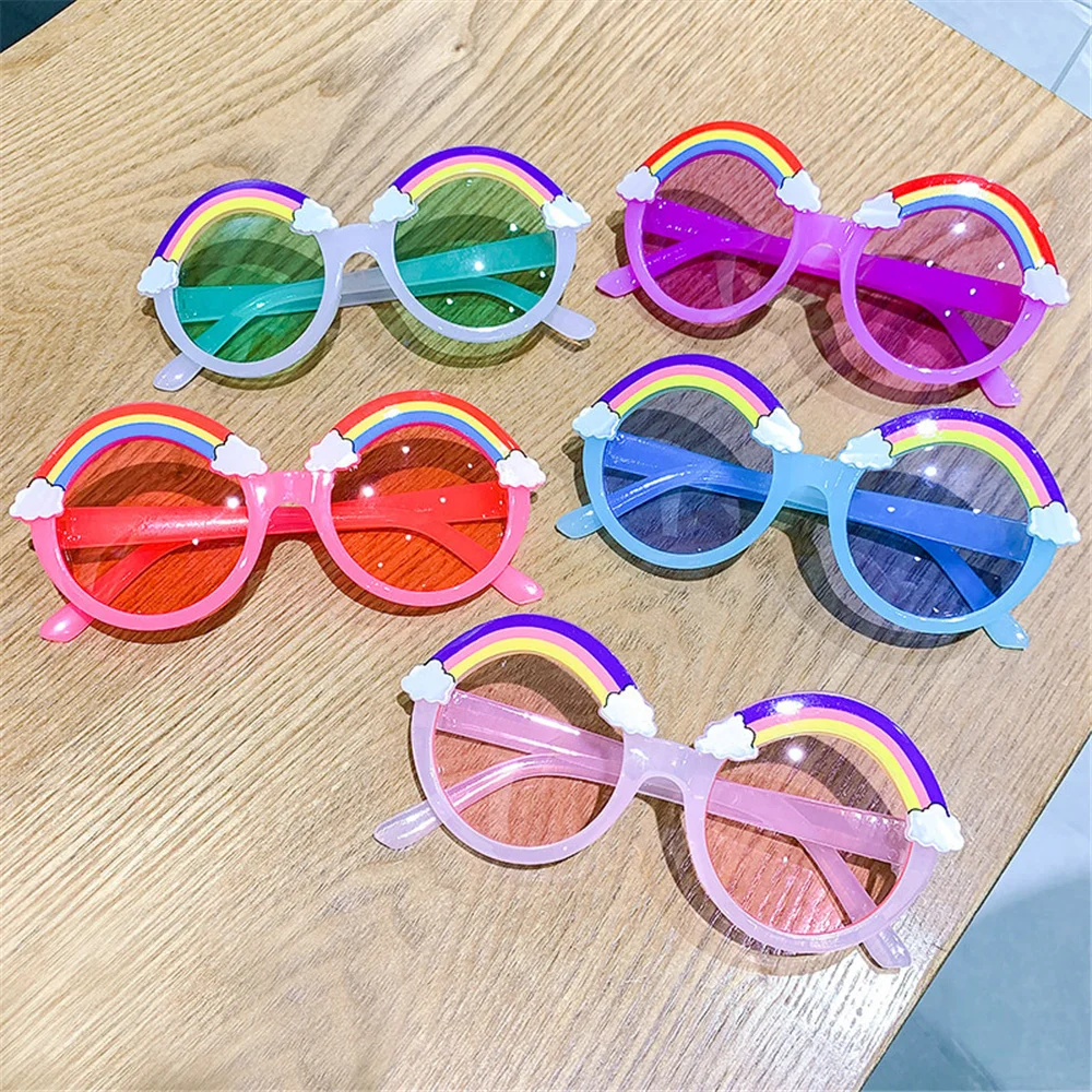 Round Sunglasses Kids Rainbow Sun Glasses Girls Children Colorful Eye Lenses Baby Shades Boys Yellow Mirror Junior's Eyeglasses