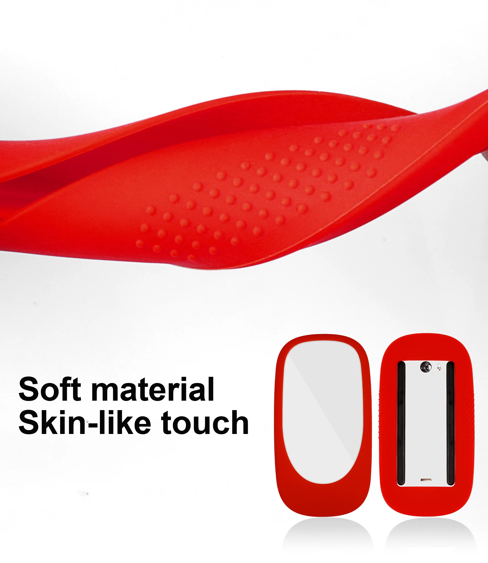 Magic Mouse Shell Silicone Skin  mouse Cover  Silicone mouse Protective Case for Apple Magic Mouse 1/2 (China red)