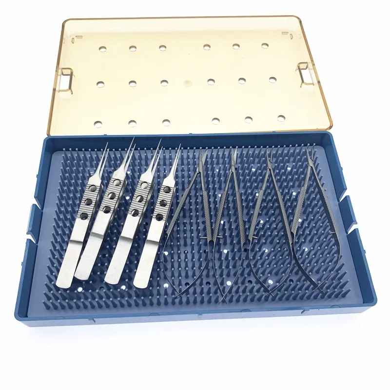 Ophthalmic micro Scissors, Needle Holder, tweezers stainless steel Double eyelid tools 8pcs/set