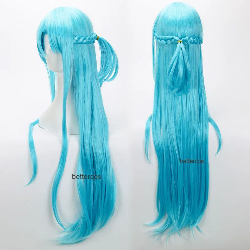 Sword Art Online Yuuki Asuna Yuki Asuna Cosplay Wigs Braided Blue Styled Heat Resistant Synthetic Hair Wig + Wig Cap