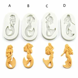 4 Kinds of Mermaid Silicone Mold Kitchen Baking Tool Resin DIY Cake Chocolate Fondant Moulds Pastry Dessert Lace Decoration