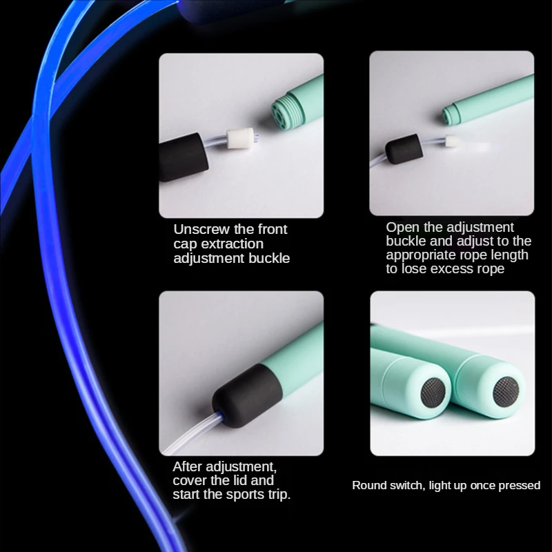 LED Luminous Jump Rope for Students, Fluorescent Sports Goods, New Bright LED, Intelligent Glowing, Running Goods