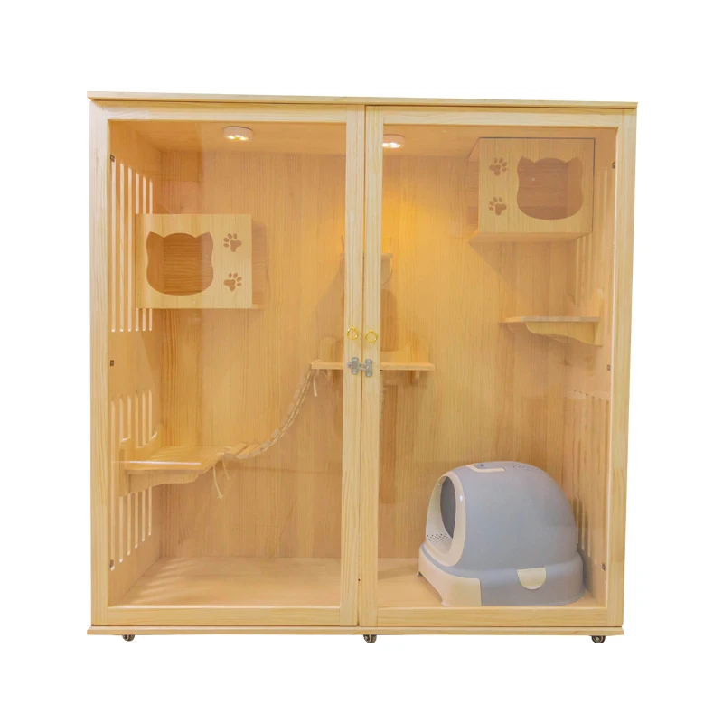 

Customized medium sized cat villa luxury solid wood villa breeding cage layer pet display pet cages for dogs