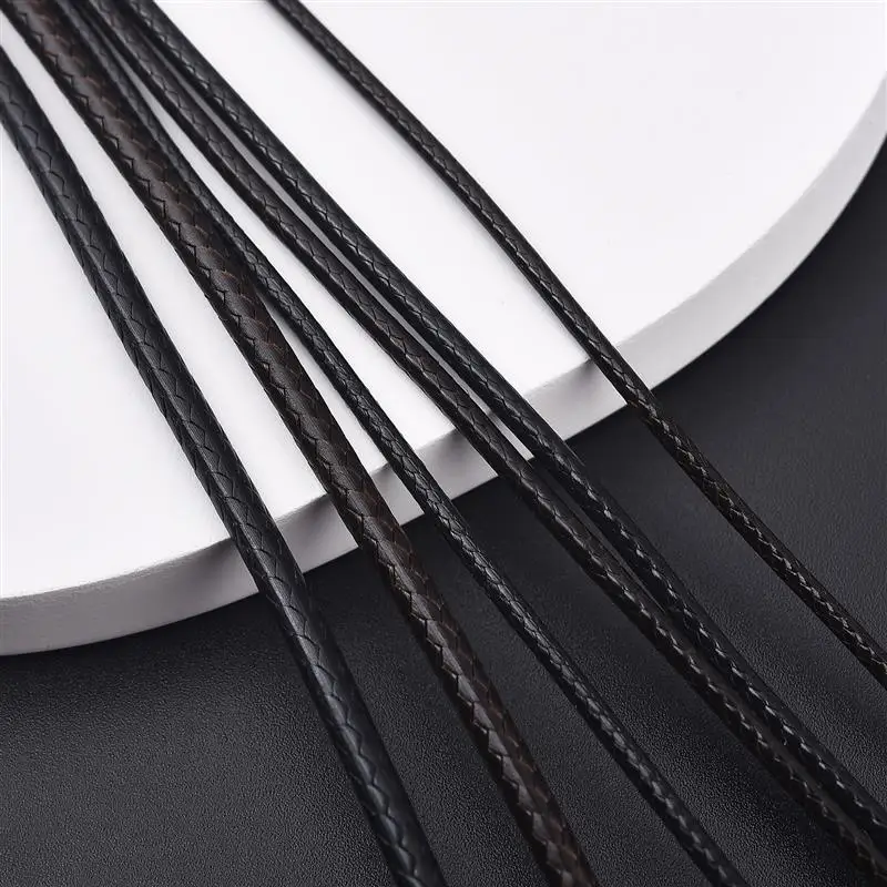 45/50/60cm Black Braid Wax Cord DIY Pendant Necklace Jewelry Making Handmade Leather Rope Lobster Clasp String Chain