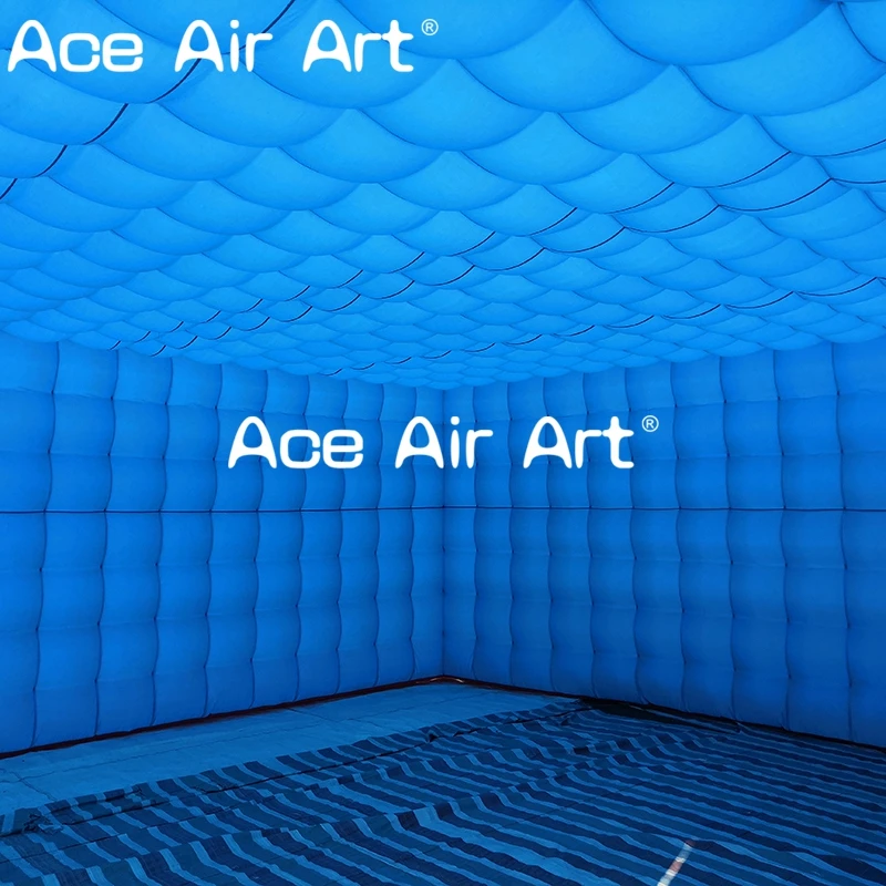 Tente cube gonflable personnalisée angiBlue, chapiteau carré à air pliable avec lumières pour grand événement commercial et abri