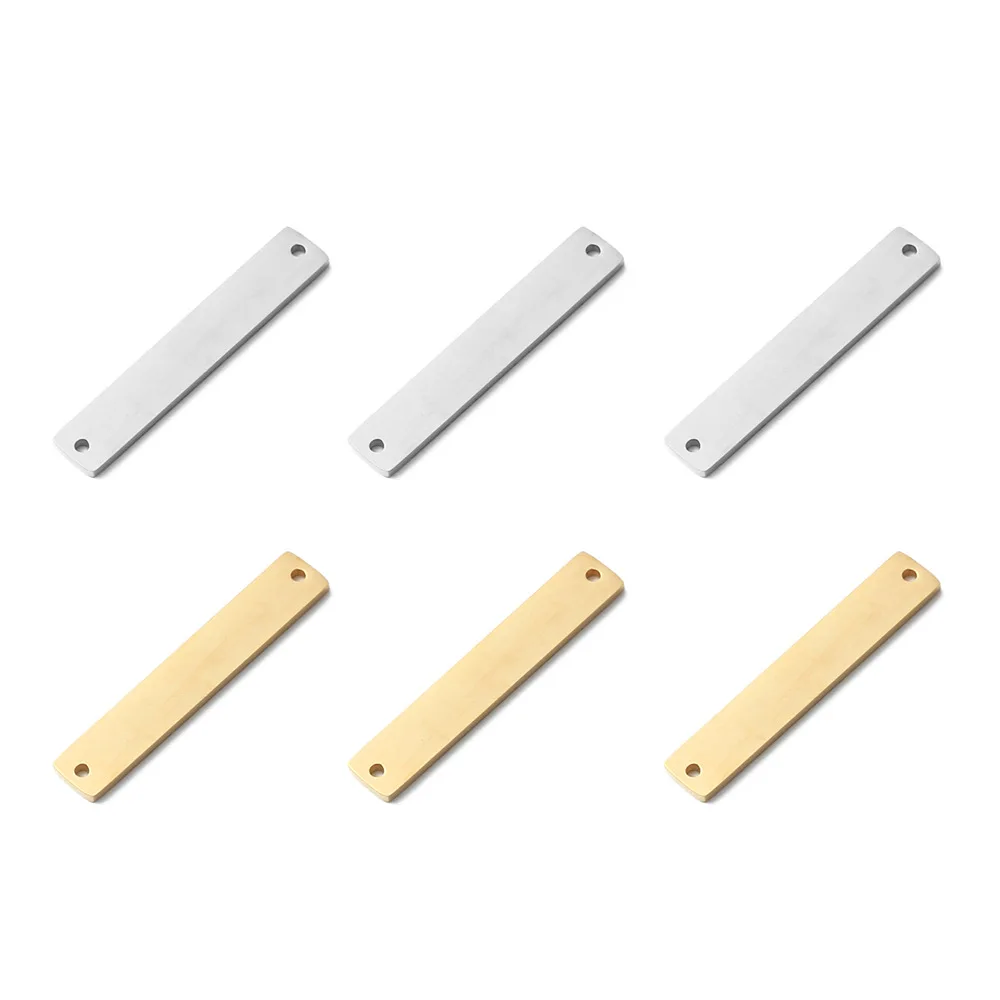 

Stainless Steel Rectangle Blank Plates For Engraving 2 Hole Silver/Gold Color Metal Plate Bar For Making Bracelets Necklace 10pc