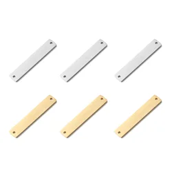 Stainless Steel Rectangle Blank Plates For Engraving 2 Hole Silver/Gold Color Metal Plate Bar For Making Bracelets Necklace 10pc