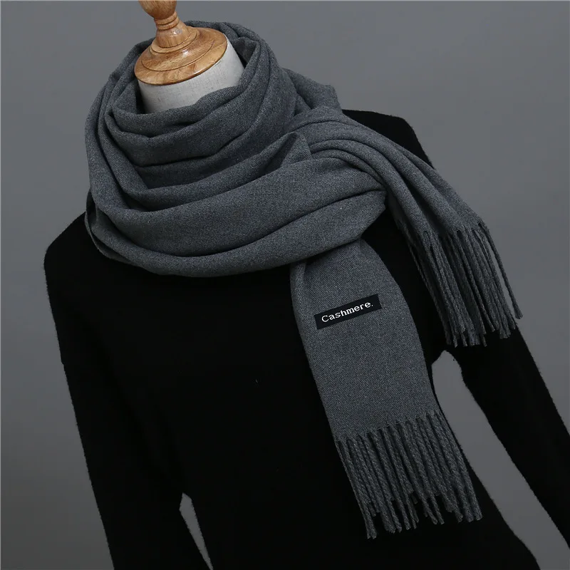 2022 Winter Warm Cashmere Scarf for Men and Women Soild Color Female Shawls Wool Pashmina Thicked Blanket Scarves Muslim Hijab