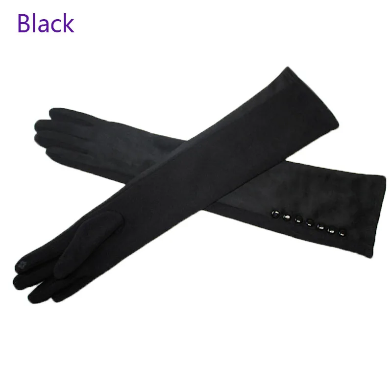 50 Cm Cotton Knit Long Gloves Female Touch Screen Autumn and Winter Warmth Girl Suede Arm Sleeve Outdoor Sun Protection