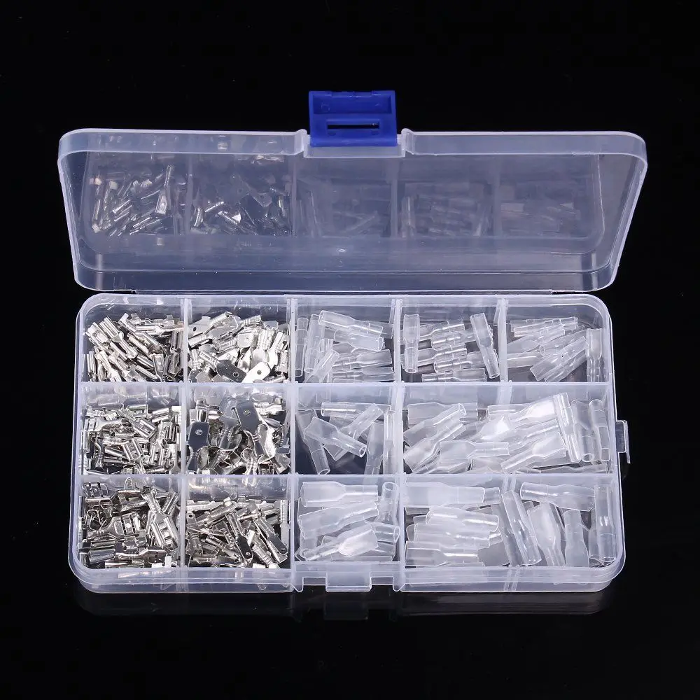 270 Pcs 6.3/4.8/2.8 Insulated Electrical Wire Terminal Crimp Spade Electrical Connectors Assorted Set