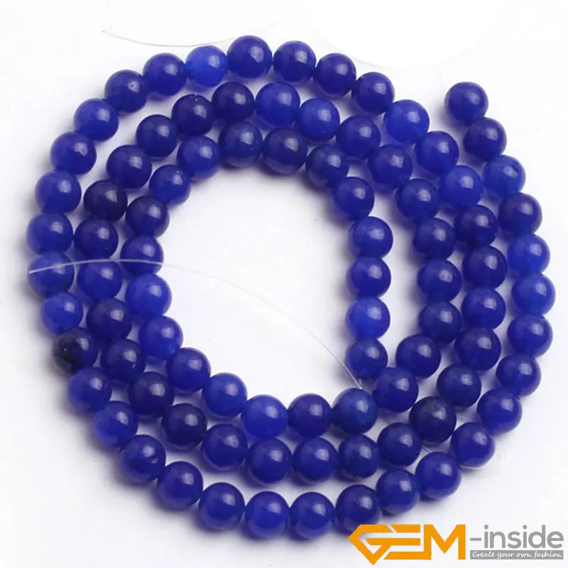 Blue Jades Round Loose Spacer Accessorries Beads For Jewelry Making Strand 15 inch DIY Jewelry Bead For Bracelet For Gift 6-12mm