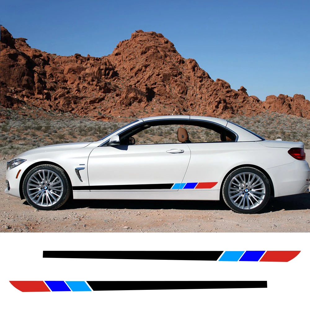 

2pcs 200x13cm Side Stripe Decal DIY Car Sticker for BMW F30 F10 E39 E60 E90 E36 E46 F20 X5 E70 E53 G30 E87 Auto Car Accessories