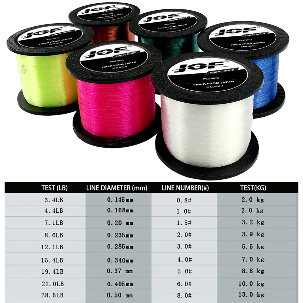 JOF 1000m 500m Super Strong Nylon Fishing Line 3.4LB - 28.6LB Japan Monofilament Line