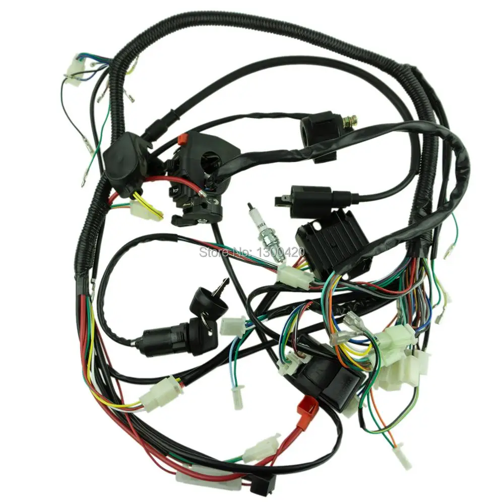 Nowe pełne kable w wiązce krosna cewka zapłonowa CDI dla 150cc 200cc 250cc 300cc Lifan Zongshen ATV Buggy Quad elektryczny silnik rozruchowy