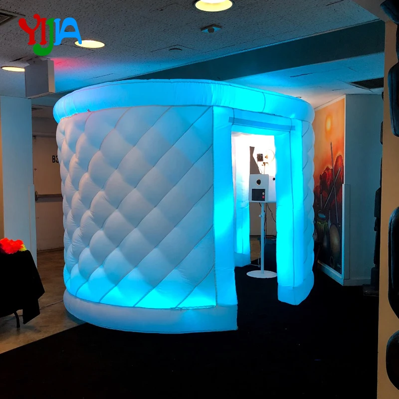 

Nice 11ft Diamond Inflatable 360 Photo Booth Enclosure Backdrop With LED Lights All Around For Party Wedding Event