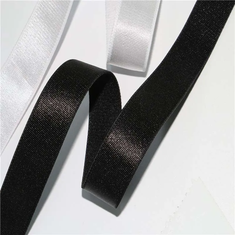 100Meters Elastic Band 10mm Wide Elastic Cord Ribbon Lace Trim White Black for Masks Clothing SewingY Bra Lingerie Decor