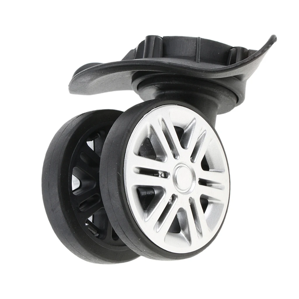 2 Pieces A19 Suitcase Luggage Dual Roller Wheels Replacement Casters for Trolley Case Black - Easy Installation