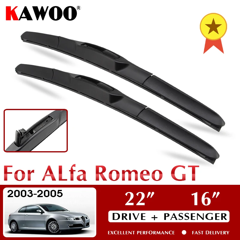 

KAWOO Car Windscreen Front Wipers Blade for Alfa Romeo GT 22"+16" 2003 2004 2005 Fit U Hook Arms Auto Accessories Styling