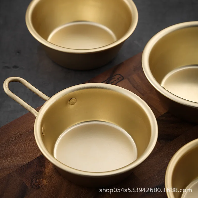 

Bowl Korean restaurant small yellow bowl hot wine bowl yellow aluminum bowl with handle