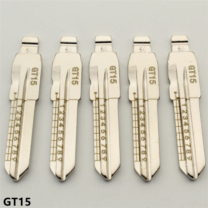 

XIEAILI OEM 30Pcs NO.60 GT15 Engraved Line Key Blade Scale Shearing Teeth Uncut Key Blade For Fiat K414