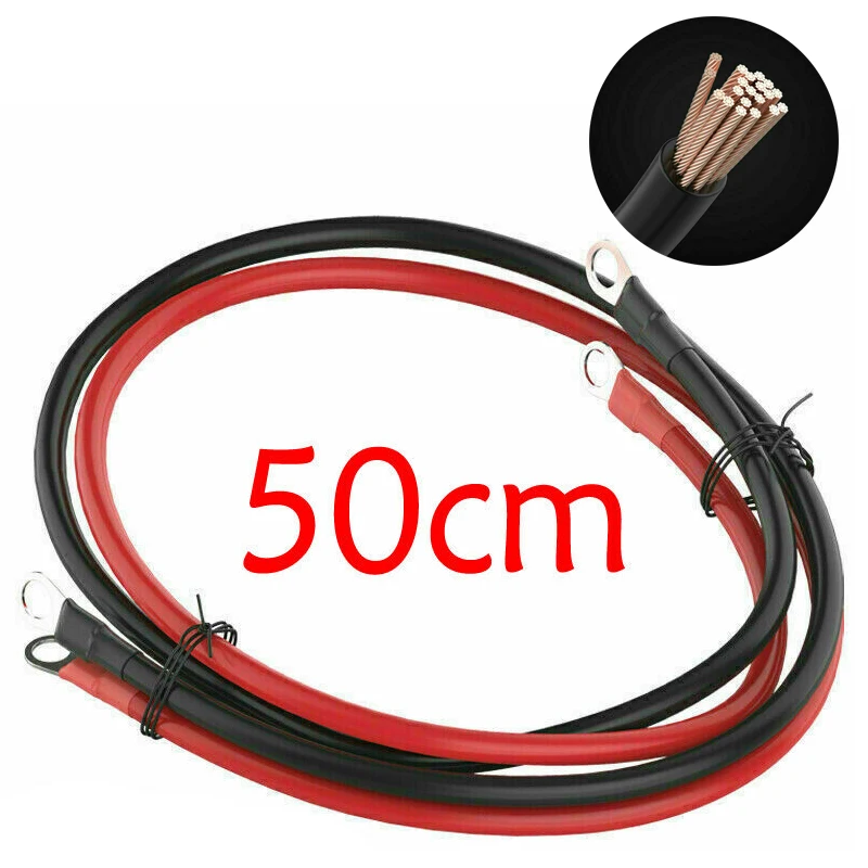 2pcs 12V Battery Ground Cable Power Cable 5AWG Battery Connection Cable Terminal Kit Copper Wire Terminal Car Inverter Wire