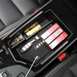 LHD!! For Infiniti QX50 2018-2023 Interior Black Glove Central Armrest Box Organizer Storage Car Accessories