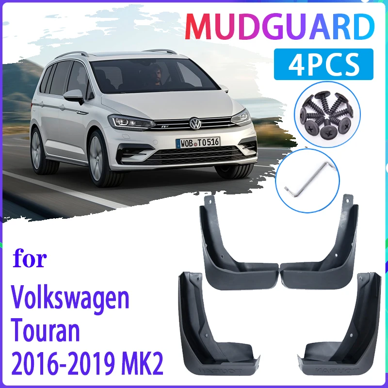 4 PCS Car MudFlaps for Volkswagen VW Touran 2016 2017 2018 2019 MK2 Mudguard Splash Guards Fender Auto Accessories