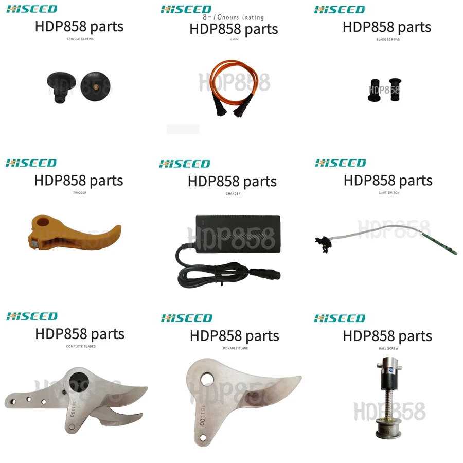 HDP858 Pruner Spare Parts Blades, Limited Switch, Cable And Ball Screw, Connector And Charger