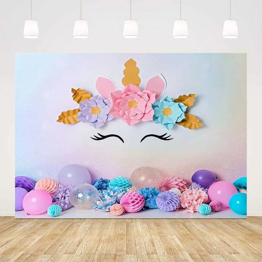 Unicorn 1st birthday backdrop newborn portrait background for photo booth studio 1st birthday cake table banner photo background