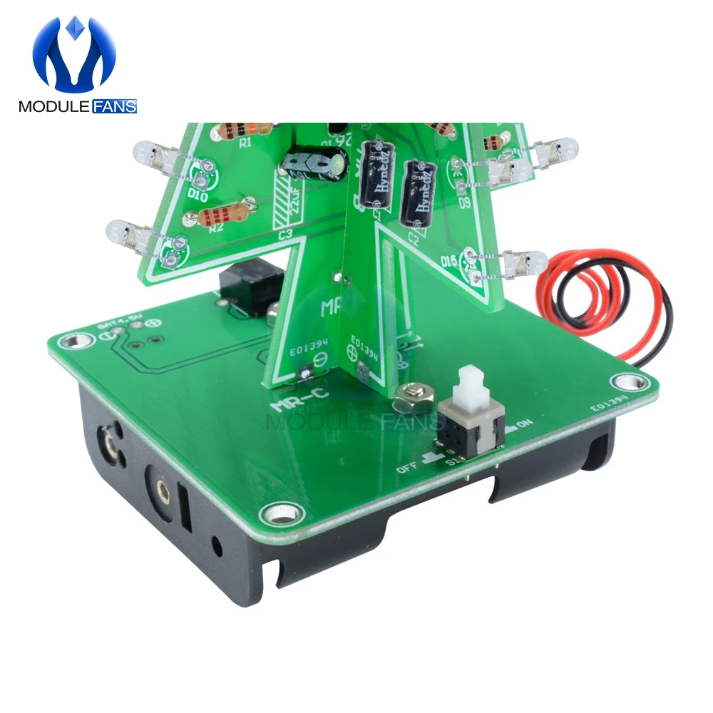 Diy Electronic  3D Xmas Tree 7 Color Light Flash LED Circuit LED Module Diy Kit Pcb Board