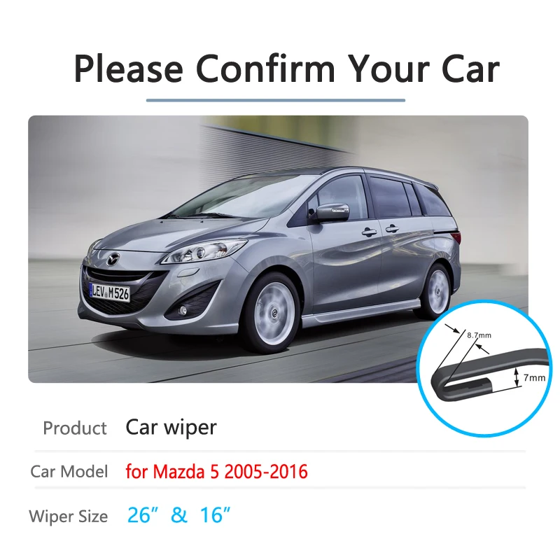 Car Wiper Blade for Mazda 5 Premacy 2005~2016 Mk2 MK3 MPV Front Windscreen Windshield Wipers Car Accessories 2011 2012 2013 2014