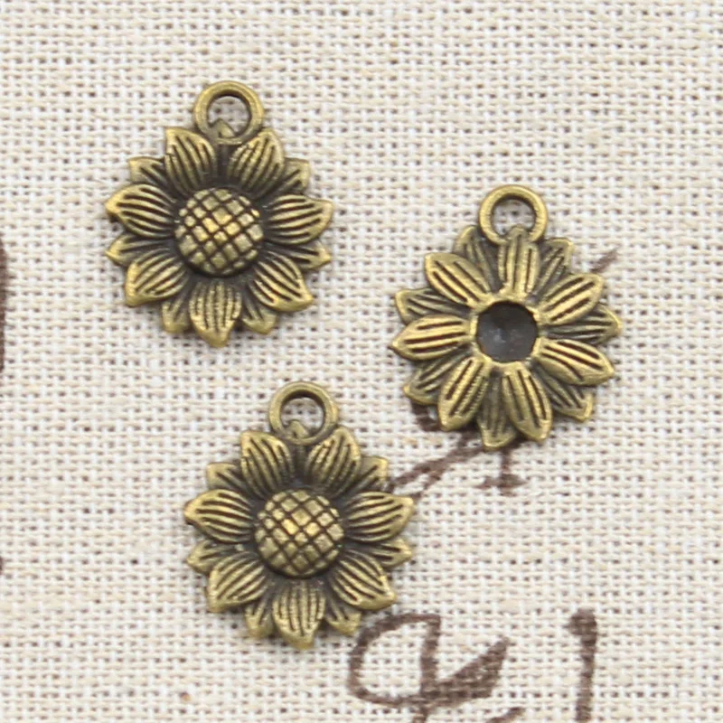 20pcs Charms Sunflower Flower 18x15mm Antique Bronze Silver Color Pendants DIY Crafts Making Findings Handmade Tibetan Jewelry