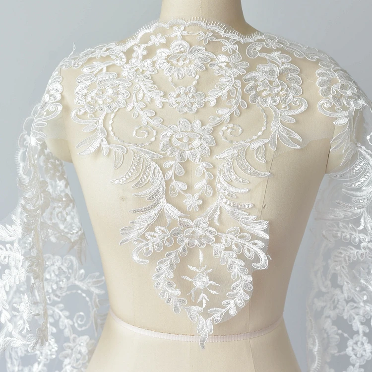 wide scallop  lace boarder wedding dresses hem lace embroidery lace trim