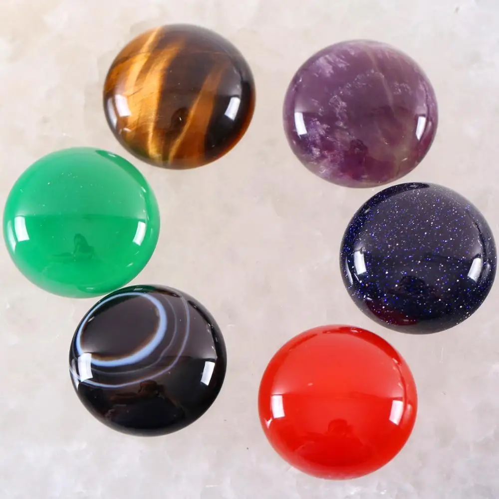 20MM Cabochon okrągły koralik z kamienia naturalnego wielokolorowy opalowy kryształ do tworzenia biżuterii naszyjnik bransoletka z wisiorkiem kolczyki 5 sztuk