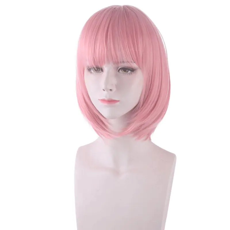 

Парики для косплея из аниме Kusano Yui Pink Bob, термостойкие волосы для Хэллоуина, 11,8 дюйма