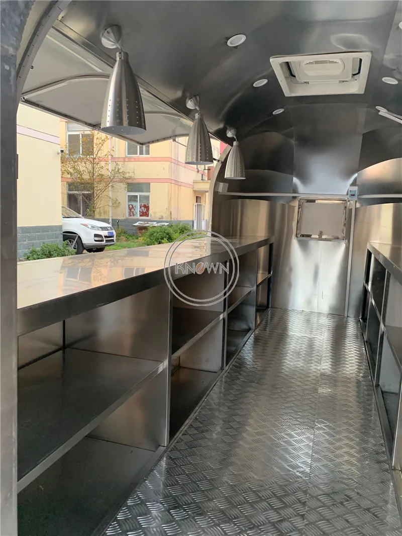 Airstream-carro expendedor de helados y Pizza de acero inoxidable, carrito móvil de comida rápida para restaurante, remolque, camión, para la venta