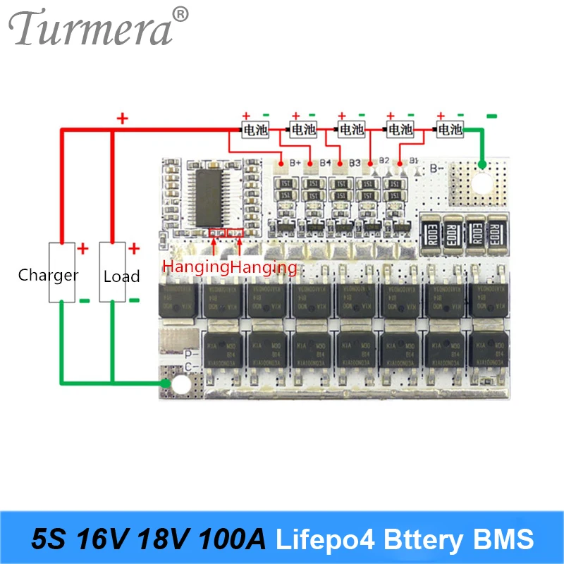 32650 32700 Lifepo4 Balance baterii BMS 3S 4S 5S 10,8 V 14,4 V 18 V 100 A do akumulatora samochodowego 12 V i zasilania bezprzerwanego Turmera