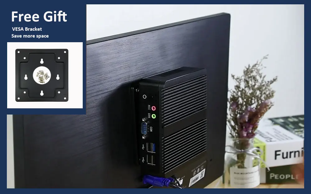 BEBEPC Fanless Mini PC Intel Celeron J6412 J1900 N2830 Dual LAN Windows 10 4 Core Industrial Mini Desktop Computer COM WiFi HTPC