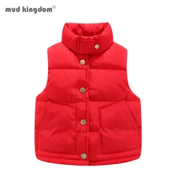 Mudkingdom Kids Puffer Vest Baby Warm Winter Waistcoat Jacket Light Solid Sleeveless Button Coat Toddler Children Autumn Clothes