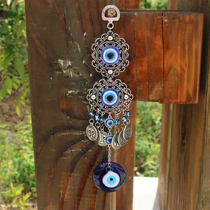 EVIL EYES Wind Chimes Turkey Alloy Fatima Hand Owl Butterfly GlassBlue Turkish Evil Eyes Home Decorations Pendant Ornament