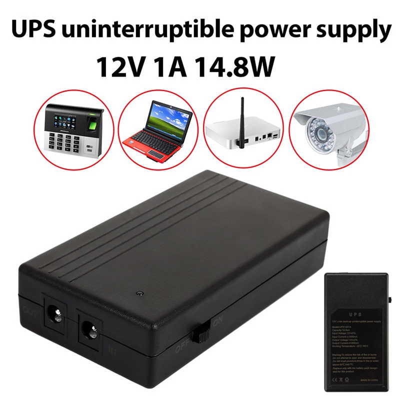 Multipurpose Mini UPS Battery 12V 1A 14.8W Backup Security Standby Power Power Supply Uninterruptible Power Supply Smart